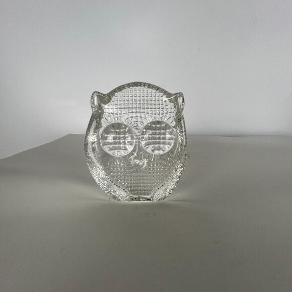 Swedish Konst Glashyttan Urshult Other - Crystal Owl Swedish Konst Glashyttan Urshult Clear Paperweight